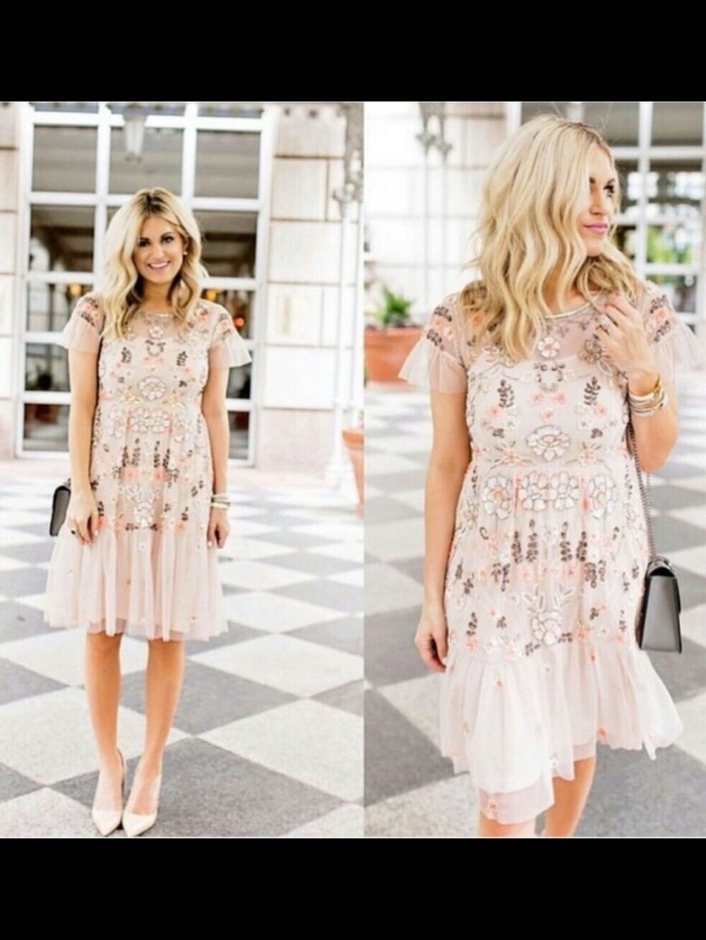GIANNI BINI Penny Round Floral Beaded Cocktail Dress 2 - Picture 2 of 12